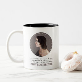 Emily Bronte Portrait en Quote - Geen Coward Soul Tweekleurige Koffiemok