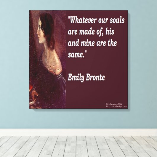 Emily Bronte & Quote "Our Souls Canvas Print (Insitu (Houten vloer))