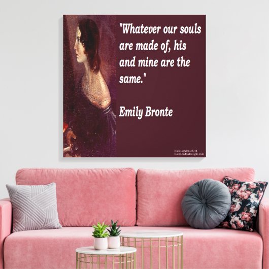 Emily Bronte & Quote "Our Souls Canvas Print (Insitu (Woonkamer))