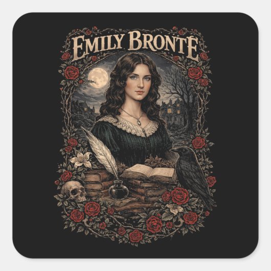 Emily Brontë Vierkante Sticker (Voorkant)