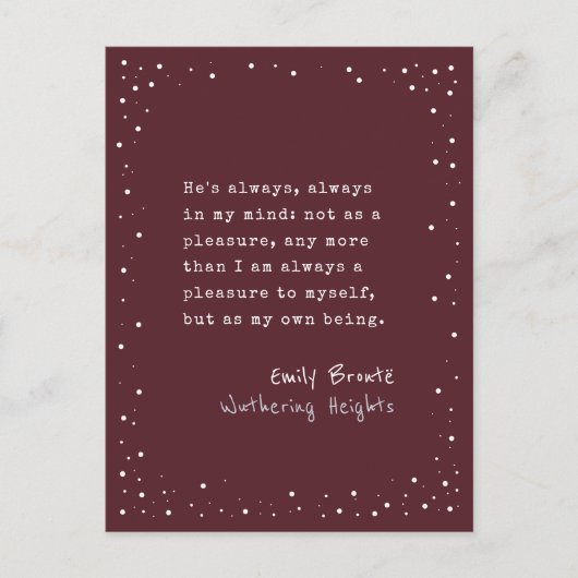 Emily Brontë, wiuthering Heights Quote-schrijfmach Briefkaart (Voorkant)