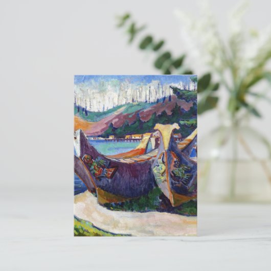  Emily Carr Painting Native Canadian War Canoes Po Briefkaart (Staand voorkant)