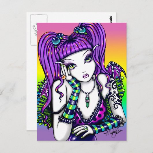 "Emily" Celestial Rainbow Crystal Ball Faery Briefkaart (Voorkant / Achterkant)