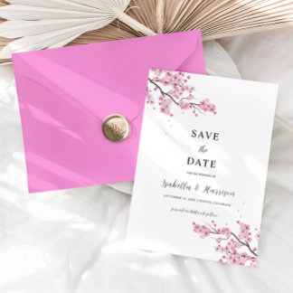 EMILY Cherry blosom Save the Date Template Kaart