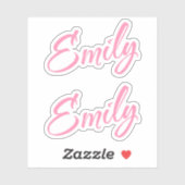 Emily Decoratieve Naam in Roze x2 Sticker (Vel)