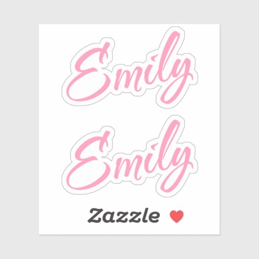 Emily Decoratieve Naam in Roze x2 Sticker (Vel)