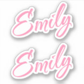 Emily Decoratieve Naam in Roze x2 Sticker (Voorkant)