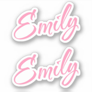Emily Decoratieve Naam in Roze x2 Sticker
