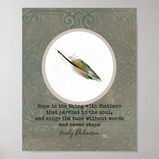 Emily Dickinson citeert hoop met veer kunst Poster (Voorkant)