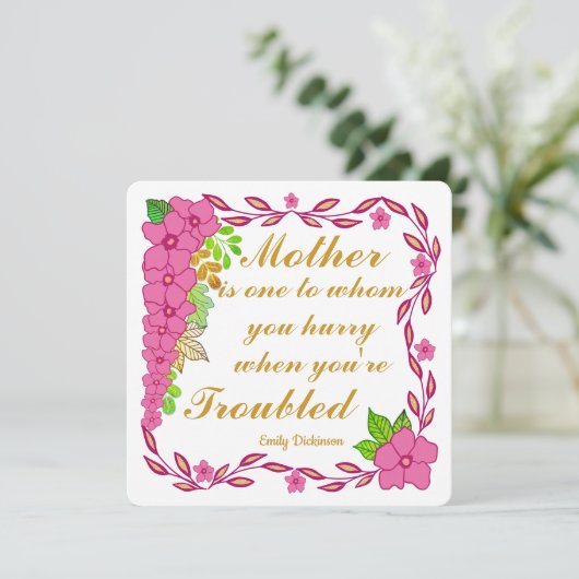 Emily Dickinson citeert over moeder Kaart (Staand voorkant)
