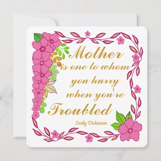 Emily Dickinson citeert over moeder Kaart (Voorkant)