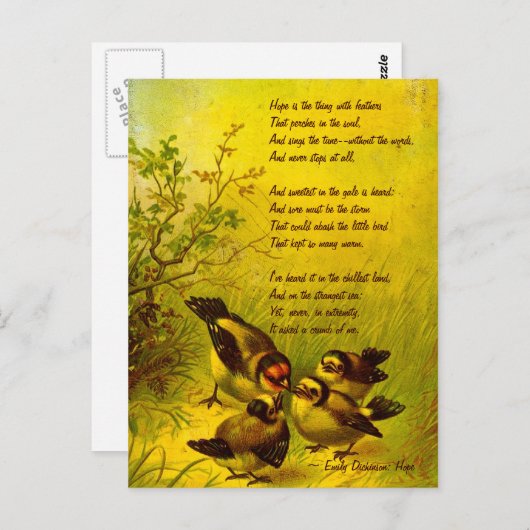 Emily Dickinson  Geschilderde Sparrows Briefkaart (Voorkant / Achterkant)