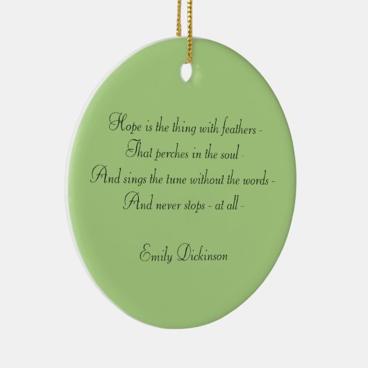 Emily Dickinson "Hope" Hummingbird Keramisch Ornament (Rechts)