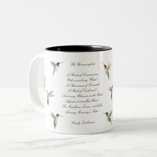 Emily Dickinson Hummingbird Tweekleurige Koffiemok (Voorkant links)