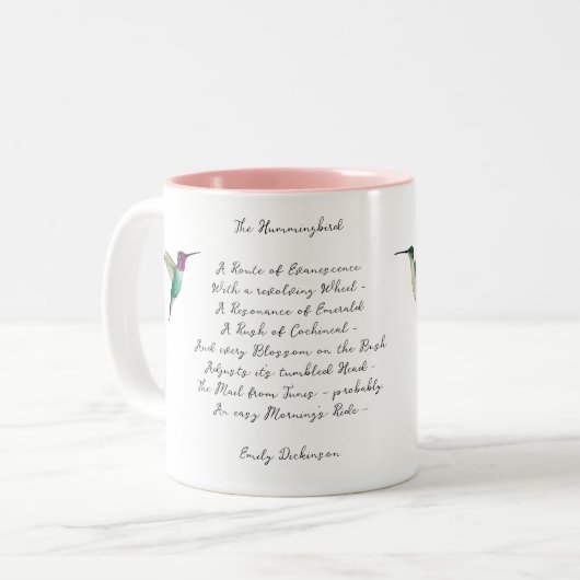 Emily Dickinson Hummingbird Tweekleurige Koffiemok (Voorkant links)