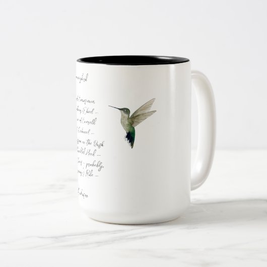 Emily Dickinson Hummingbird Two-Tone Coffee Mok (Voorkant rechts)