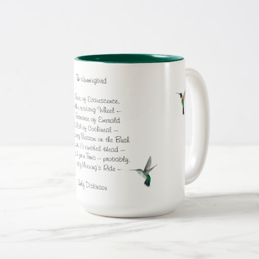 Emily Dickinson Hummingbird Two-Tone Coffee Mok (Voorkant rechts)