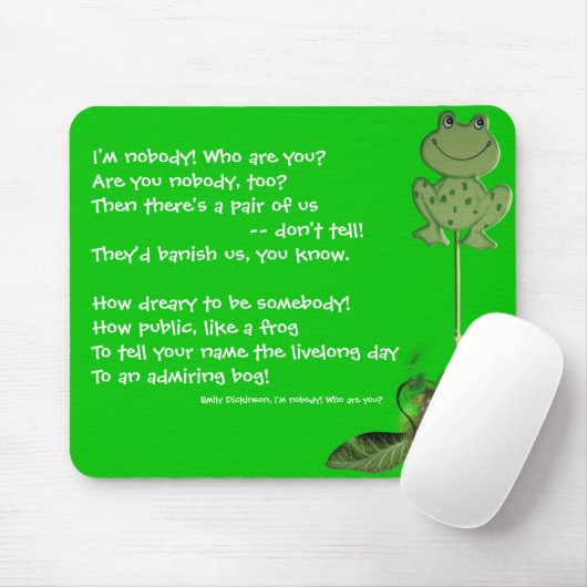 Emily Dickinson, kikker met Pot Mousepad Muismat (Met muis)