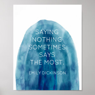 Emily Dickinson Literary Quote Blue Waterverf Art Poster