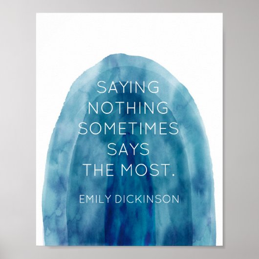 Emily Dickinson Literary Quote Blue Waterverf Art Poster (Voorkant)