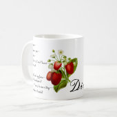 Emily Dickinson "Over de hek" Strawberry Poem Koffiemok (Voorkant links)