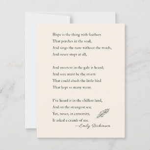 Emily Dickinson Poem hoop is iets met veren