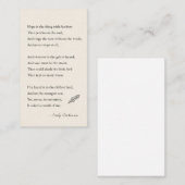 Emily Dickinson Poem hoop is iets met veren Visitekaartje (Voorkant / Achterkant)