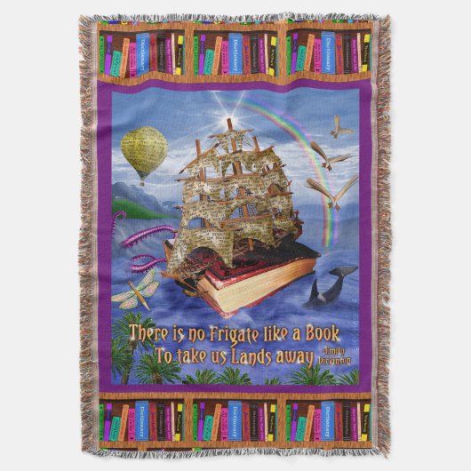 Emily Dickinson Poem Quote Book Ship Ocean Deken (Voorkant Verticaal)