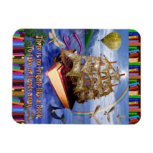Emily Dickinson Quote Book Ship Whimsical Readers Magneet (Horizontaal)