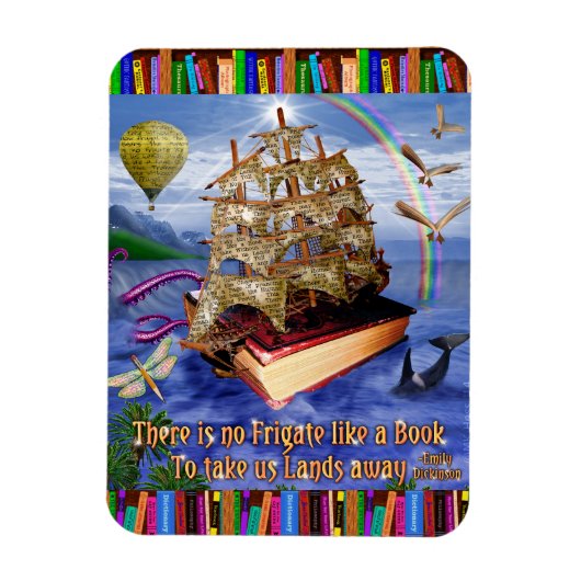 Emily Dickinson Quote Book Ship Whimsical Readers Magneet (Verticaal)