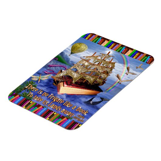 Emily Dickinson Quote Book Ship Whimsical Readers Magneet (Linkerzijde)