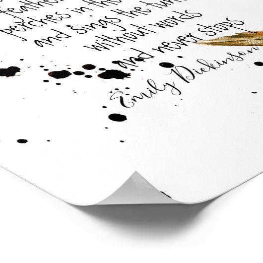 Emily Dickinson quote on hope with feather art Poster (Hoek)