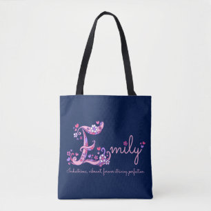 Emily E monogram kunst en naam betekenisvolle tas