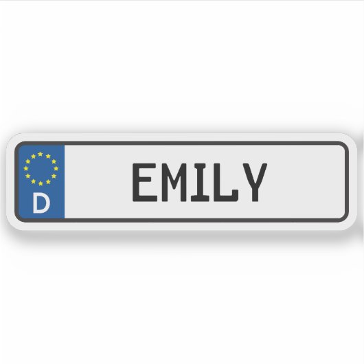 Emily German Car License Bord Sticker (Voorkant)