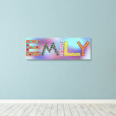 EMILY Kleurrijke Letters Meisje Naam Design Canvas Afdruk (Insitu (Houten vloer))