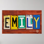 EMILY License Bord Letter Name Custom Sign Poster (Voorkant)