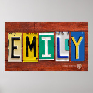 EMILY License Bord Letter Name Custom Sign Poster