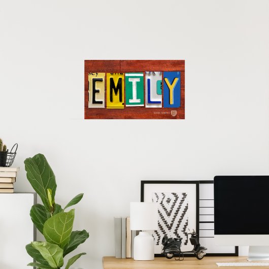 EMILY License Bord Letter Name Custom Sign Poster (Thuiskantoor)