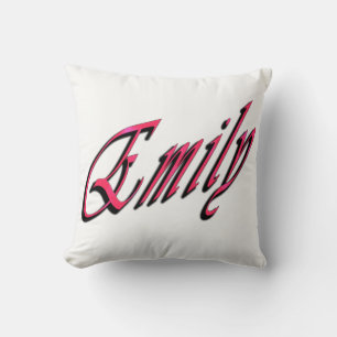Emily, meisjes noemen roze cursieve Logo witte kus Kussen