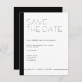 EMILY Modern minimalistisch monochroom Bewaar de d Save The Date (Voorkant / Achterkant)