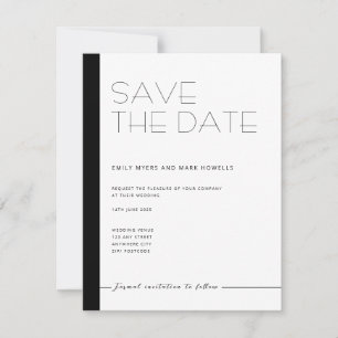 EMILY Modern minimalistisch monochroom Bewaar de d Save The Date