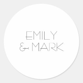 EMILY Modern Minimalistische Monochrome bruiloft S Ronde Sticker