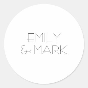EMILY Modern Minimalistische Monochrome bruiloft S Ronde Sticker