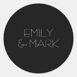 EMILY Modern Minimalistische Monochrome bruiloft S Ronde Sticker