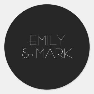 EMILY Modern Minimalistische Monochrome bruiloft S Ronde Sticker