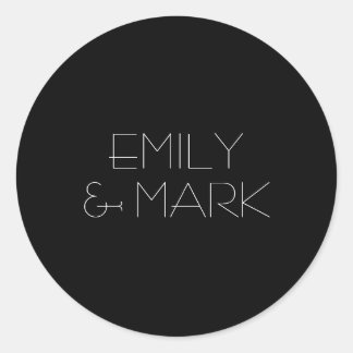 EMILY Modern Minimalistische Monochrome bruiloft S Ronde Sticker
