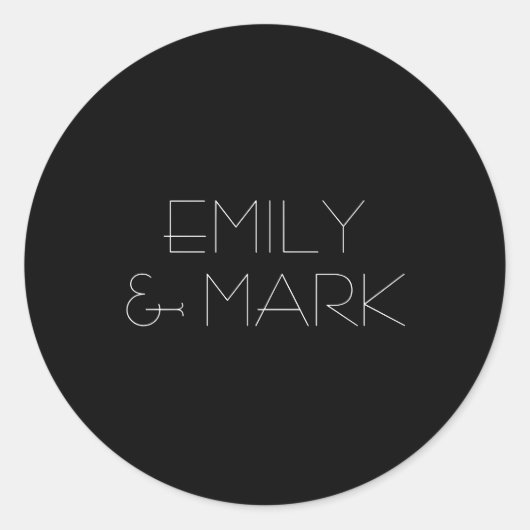 EMILY Modern Minimalistische Monochrome bruiloft S Ronde Sticker (Voorkant)