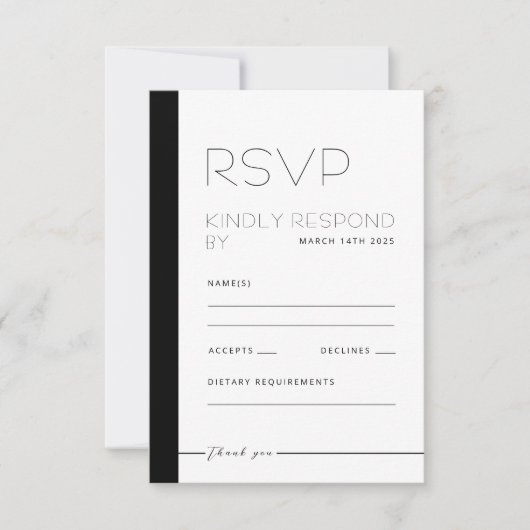 EMILY Modern Minimalistische Monochrome Reactie Ka RSVP Kaartje (Voorkant)