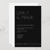EMILY Modern Minimalistische Monochrome Uitnodigin Kaart (Voorkant / Achterkant)