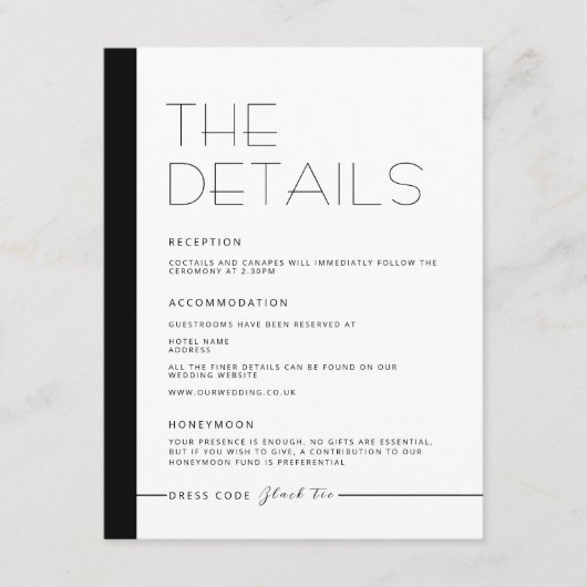 EMILY Moderne Minimalistische Monochrome Detailkaa Informatiekaartje (Voorkant)